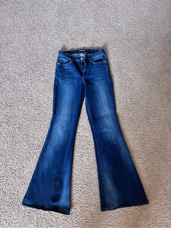 Express Denim - Express Dark Blue Flare Jeans - Vintage Wash